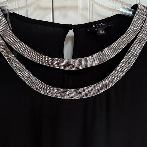 MSK Womens Dress Black Evening Sz.L NEW w/Tags SPARKLE ACCENT - Picture 2 of 6